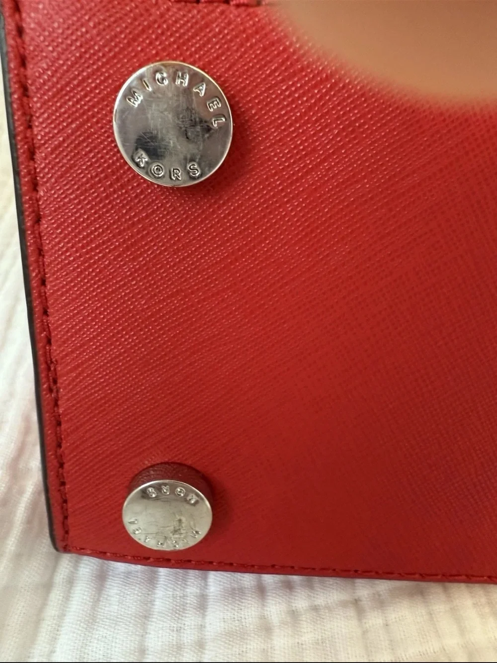 Michael Kors Selma Red Saffiano Satchel with Top Handles - Picture 5 of 7